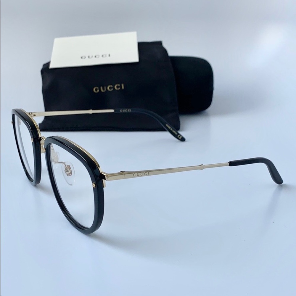 Gucci Unisex Eyeglasses GG0675O 001 Black/Gold - Picture 3 of 7